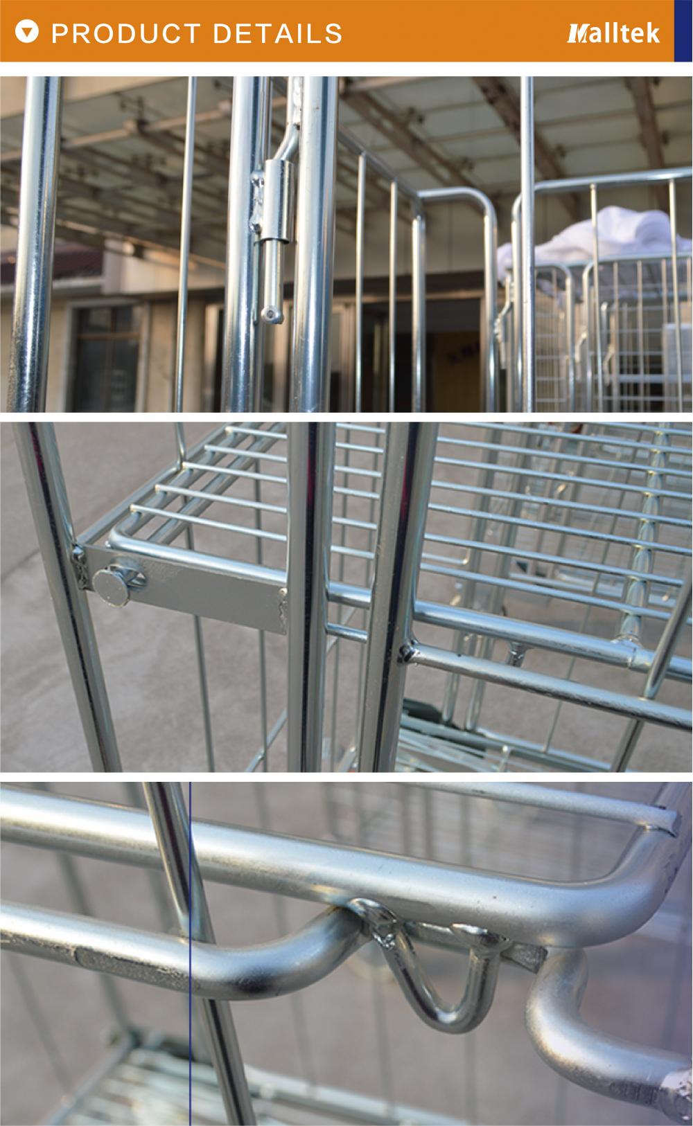 3sides Galvanized Metal Logistic Roll Trolley