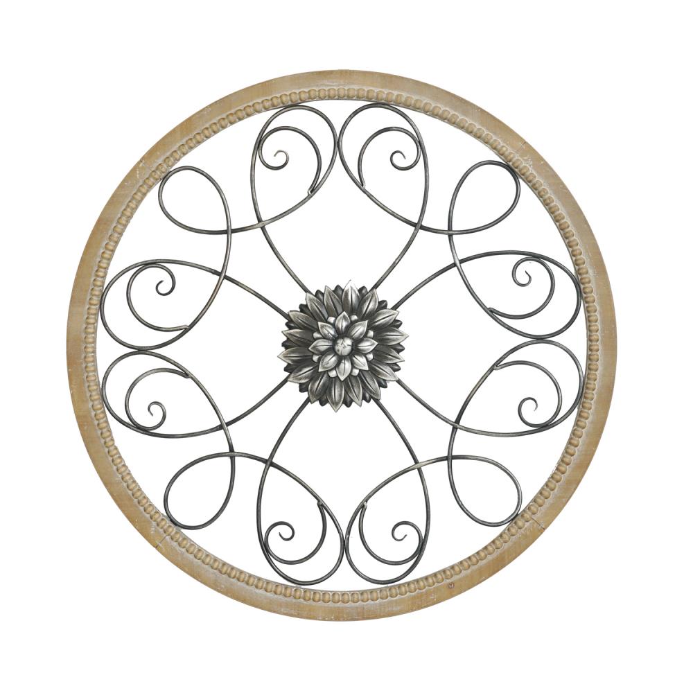 Round Wood &amp; Metal Wall Art