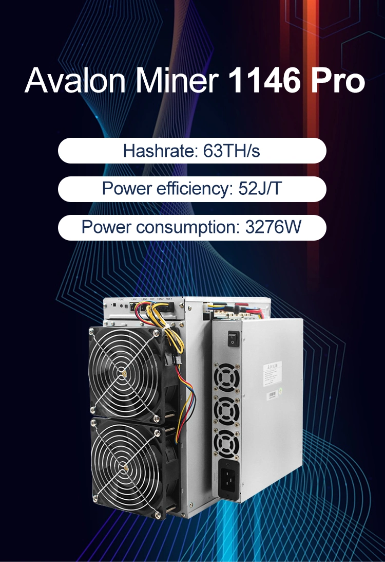 Avalon 1146PRO Avalonminer 3276W 63th/S 7nm Asic Chip Mining Machine Btc Bch Bsv Miner