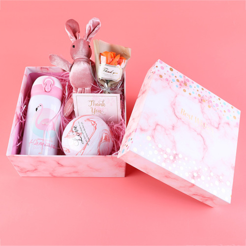 Embalaje de regalos de boda de mármol rosa Caja hexágono personalizada