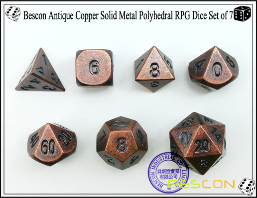 Bescon Antik Kupfer massivem Metall Polyhedral RPG Würfel Set von 7-3 Bescon Antique Copper Solid Metal Polyhedral RPG Dice Set of 7-3