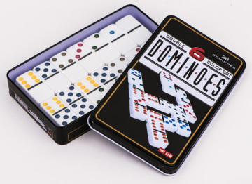 Double 6 Plastic Dominoes In Tin Box