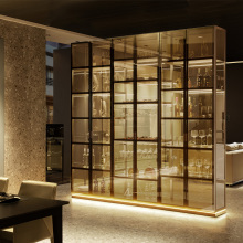 BAINENG Stainless Steel Wine Display Rack Italian Luxury Liquor Cabinet