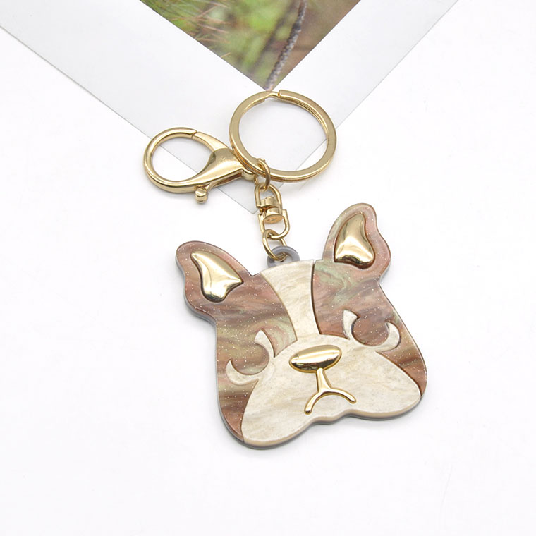 Manufacturer laser cut gold filled stainless steel dog jewelry acrylic  keychain