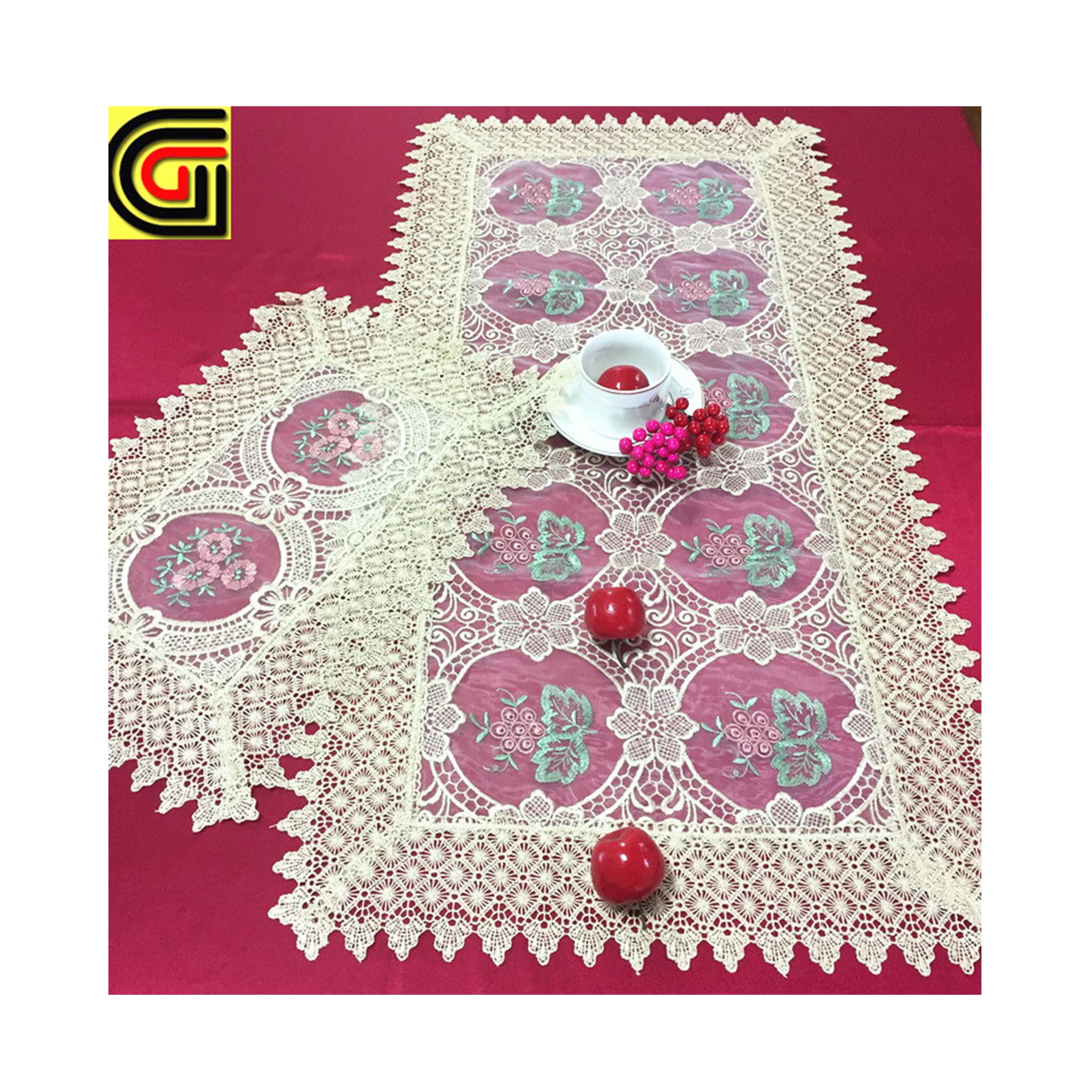 cetim de noiva embroidery flower organza table runner for wedding