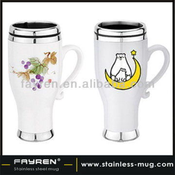 Double wall ceramic advertisement mug