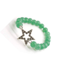 Pulsera de piedras preciosas de aventurina verde con pieza de aleación de diamante Diamante