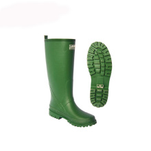 Groene zuivere rubberen regenlaars met label