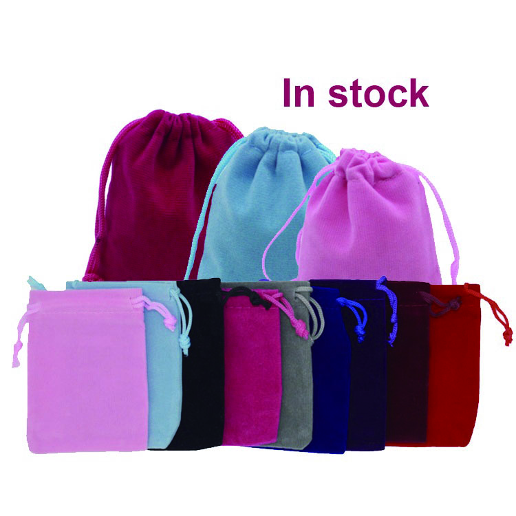 Custom Logo Colourful Drawstring Gift Small Packaging Pouch Velvet Jewelry Package Bag