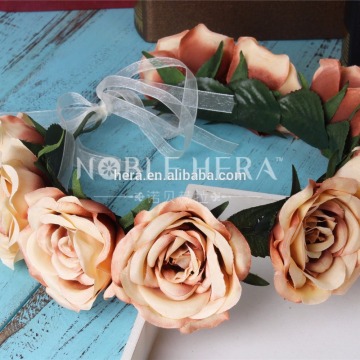 Vintage Beauty Princess Birthday Wedding Party Crown Colored Roses Hair Garlands Flower