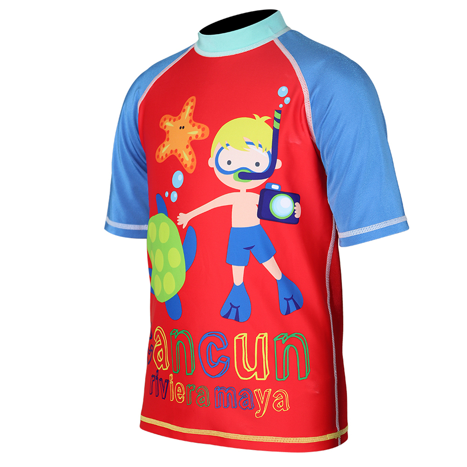 Seaskin Boys Short Sleeve Rash Guard Swimsuit