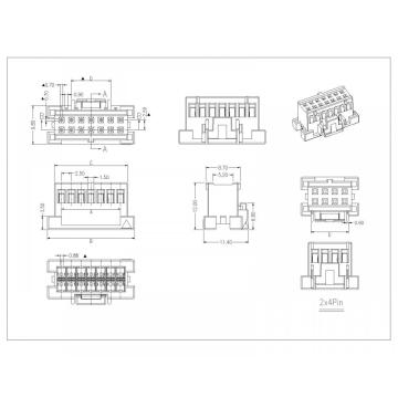 Conector de alojamento de linha dupla de 2,5 mm