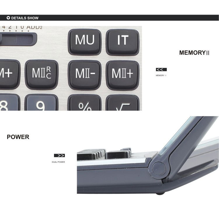 Large screen dual power 12 digits electronic citizen calculator