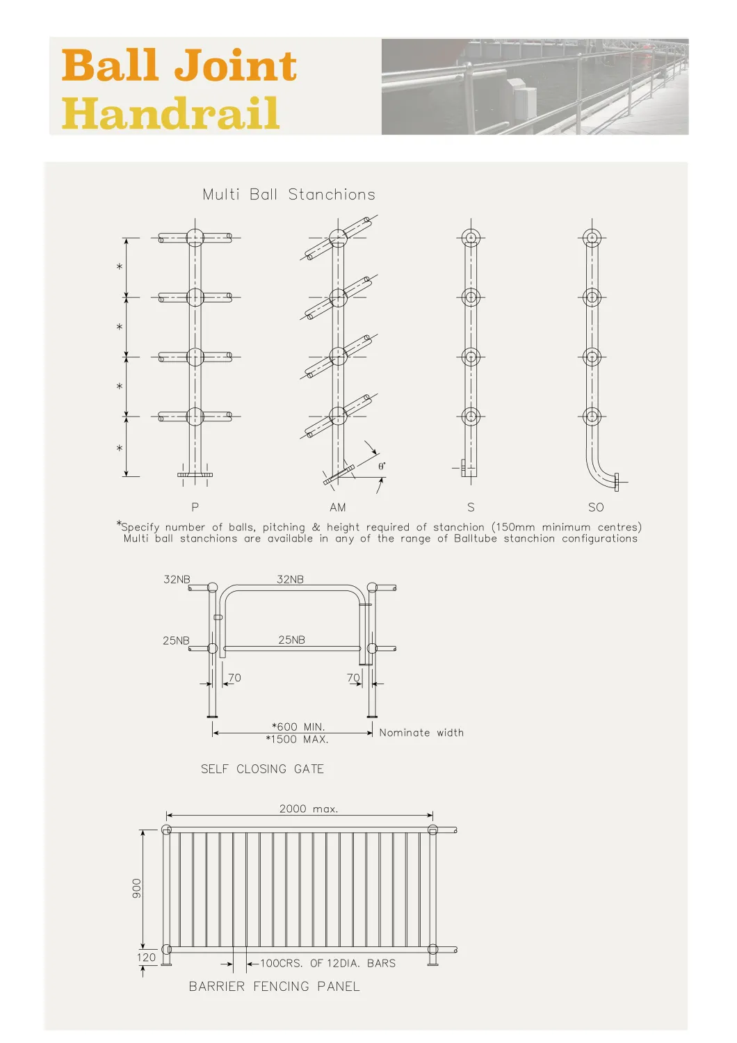 Steel Structural Platform Walkway Handrail's Ball Joint Stanchion Galvanized Post