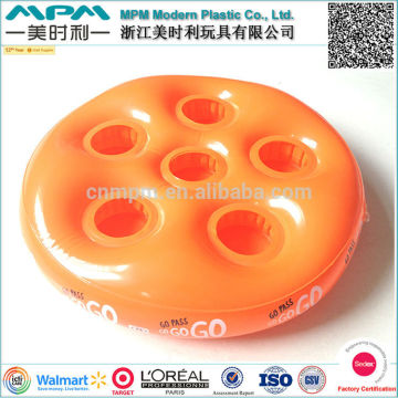 OEM floating inflatable drink can holder with six cup hole