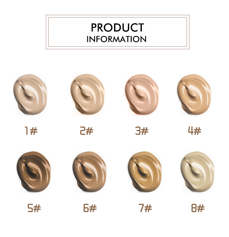 Create your own brand natural Beauty makeup 8 colors waterproof liquid foundation skin care sunscreen liquid foundation