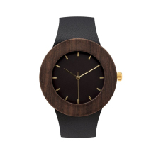 Black Wood Watch with Leather Strap Wooden Watch