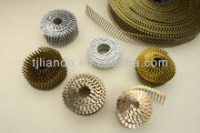 Coil nails collect wire wood