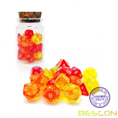 Bescon Mini Dice Gem Set 21pcs -21 Gem Mini Polyhedral Dice, 3 colores en juego completo de 7, tamaño de dados en miniatura de 10MM