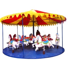 12 Player Kid Carousel Horses Fairground Ride Simple Merry Go Round