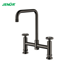 Twin Handle Commercial Gunmetal Kitchen Sink Faucet