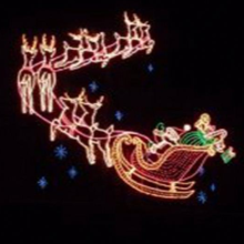 Outdoor LED Santa Reindeer Sleigh with Flying Reindeer Light Display