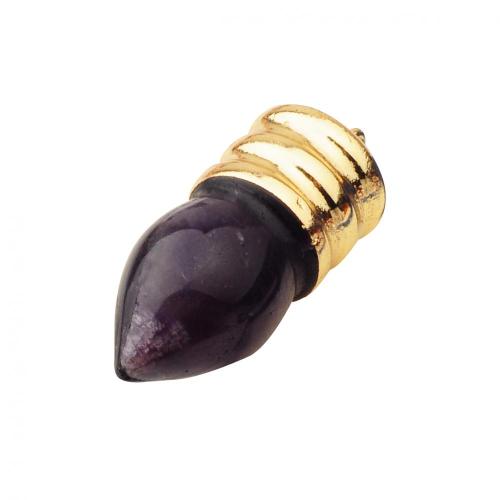 Natural Lamp Bulb Gemstone Amethyst Pendant Plated Gold