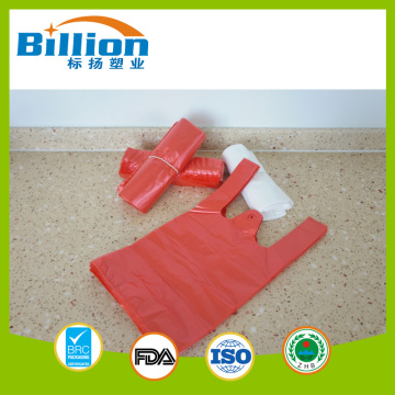 7" Red Color Vest Shopping Carrier Plastic Bags