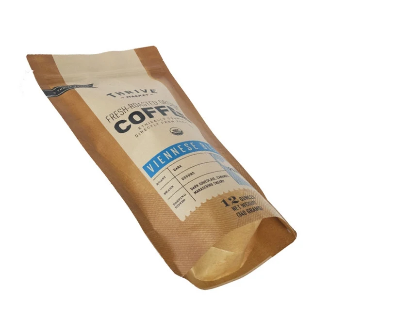 Recycled Laminated Zipper Kraft Paper Stand up Coffee Bean Bag with Valve