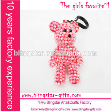 Fashion rhinestone bear keychain, crystal bear,diamond bear, jeweled bear keychain