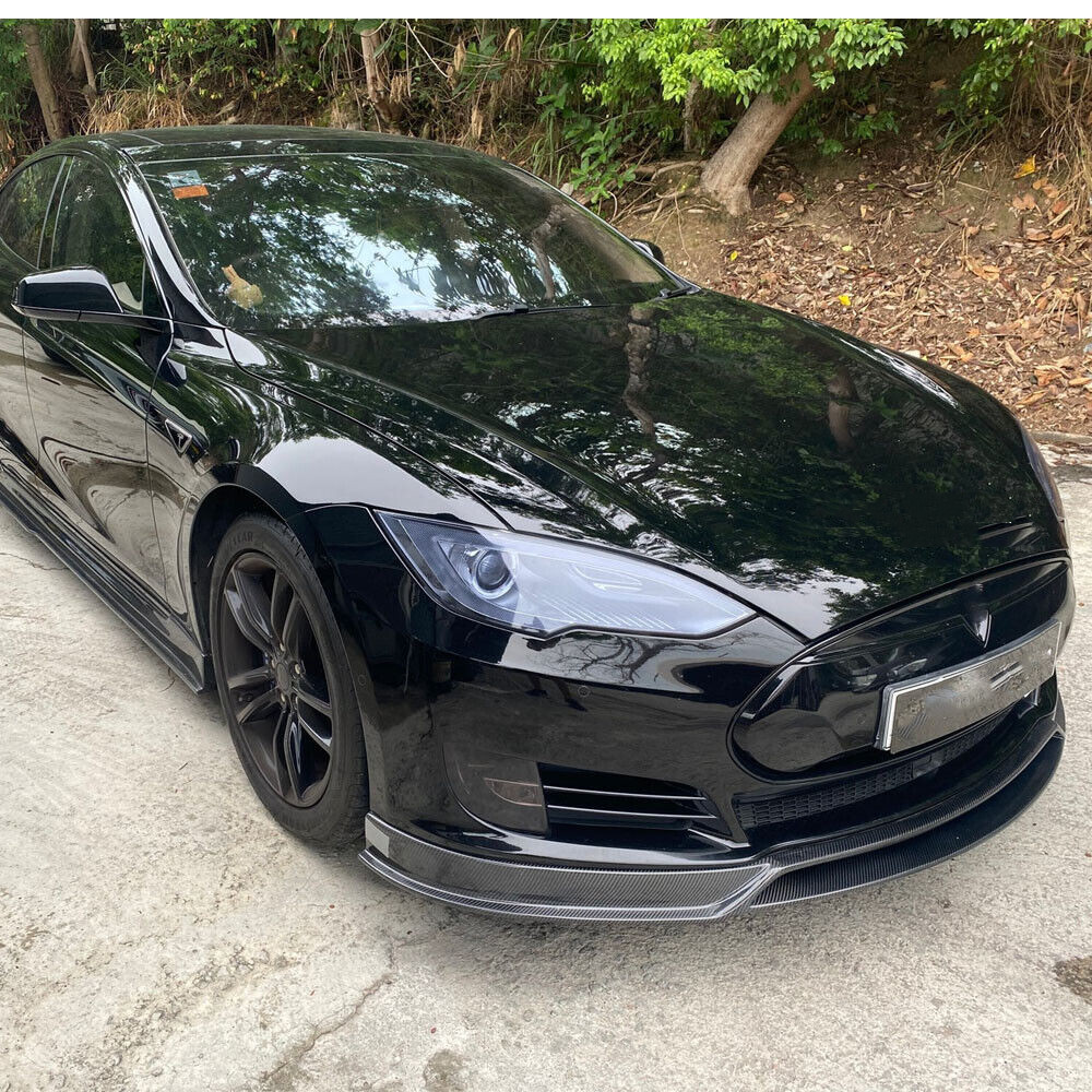 Carbon Fiber front Bumper lip Splitter Chin for Tesla Model S 2012 - 2017