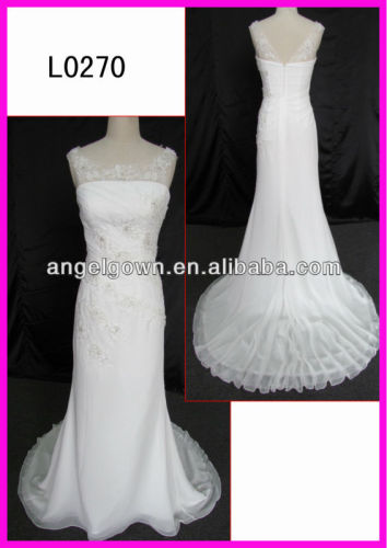 Skin tight sleeveless chiffon sheath high quality alibaba bridal gown from china supplier L0270