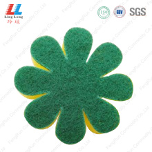 Flower sponge with scouring pad