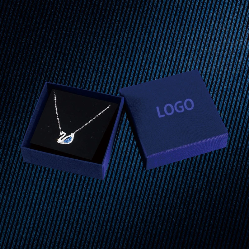 European American Fashion Jewel Jewelry Blue Diamond Swan Necklace Austria Exquisite Charming White Gold Clavicle Chain Valentine's Day Gift Necklace for Women