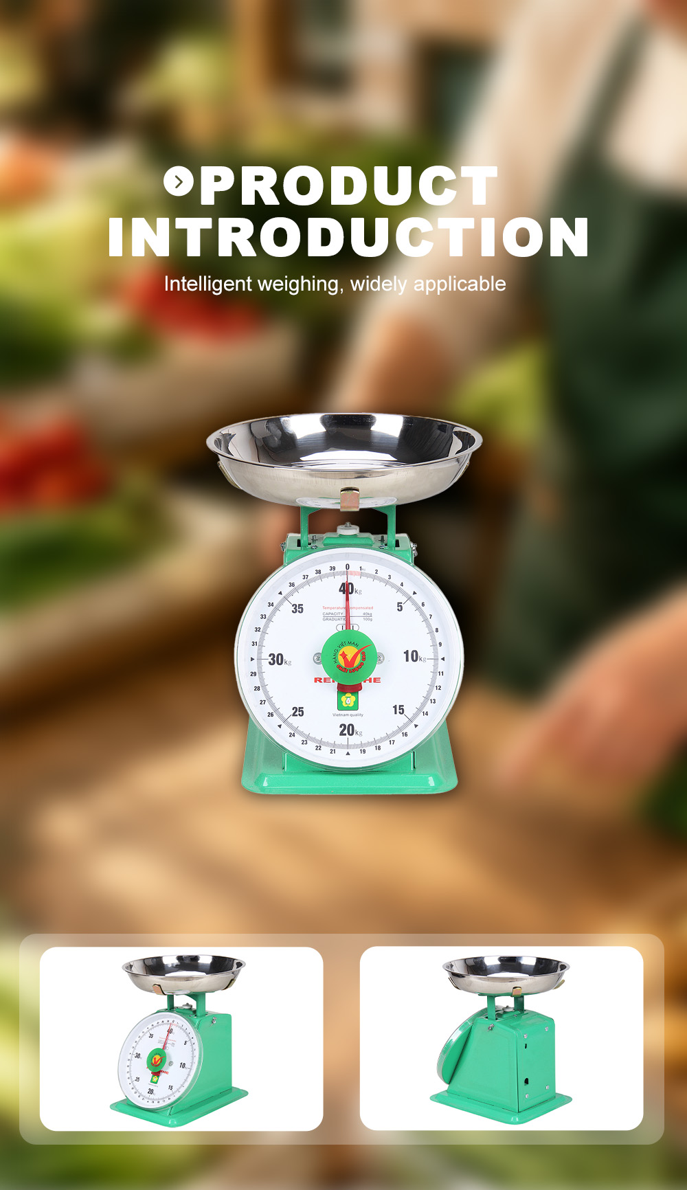 เครื่องชั่ง RH-040 40กก. พร้อมถาดชามสแตนเลส x RH‑040 40Kg Scale With Stainless Steel Bowl Pan x