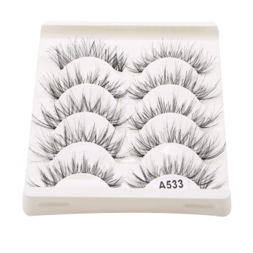 5Pair/Box Eyelashes 3D Artificial Fiber Long Lasting Lashes Women Volume Eyelashes Extension False Eyelashes