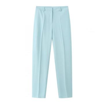 Women Blue Stright-leg Long Pants