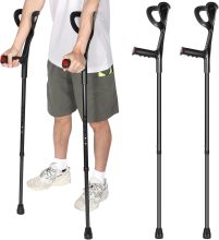Adjustable Aluminum Forearm Crutches with Non-Skid Rubber Tips for Adults