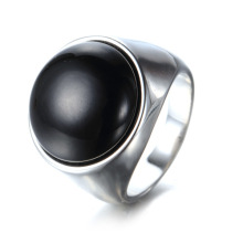 Men Black Signet Enamel Ring Jewelry