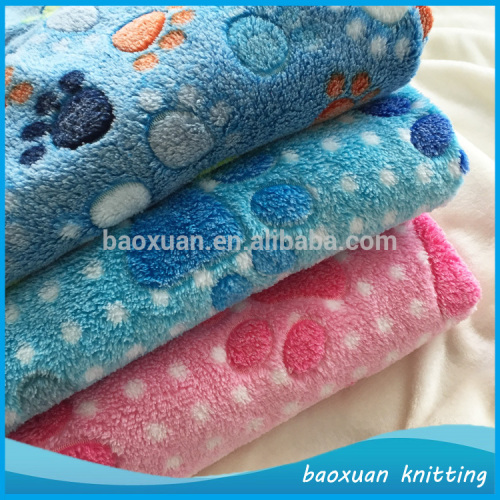 100% polyester super soft offset printing coral fleece embossed coral fleece fabric