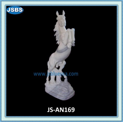 Hand Carved Stone Outdoor White Horse Statue