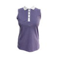 Ladies Knit Textured Fabric Sleeveless Polo