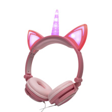 Fofo acendeu led kids headband headphone unicorn