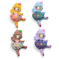 Cute Resin Flat Back Dancing Girls Shape Cartoon Style Kawaii Crafts Slime Making Accessories Charms for Baby Kids Craft DIY