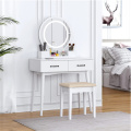 Modern Solid Wood Dressing Table White With Stool