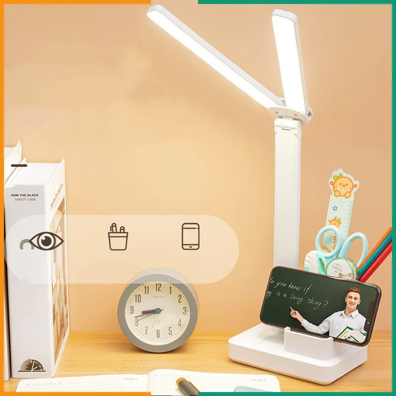 Rechargeable Double Head Desk Lamp with Eye Protection