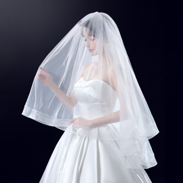 Two-Tier Soft Tulle Wedding Veil with Comb - White/Ivory Bridal Accessory