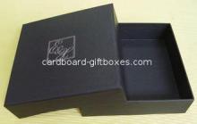Black Garment Packaging Cardboard / Paper Gift Boxes with S