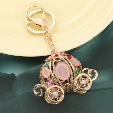 Metal Pumpkin Keychain with Rhinestones