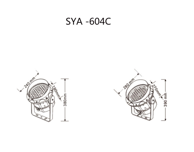 Floodlight die-cast aluminum housing